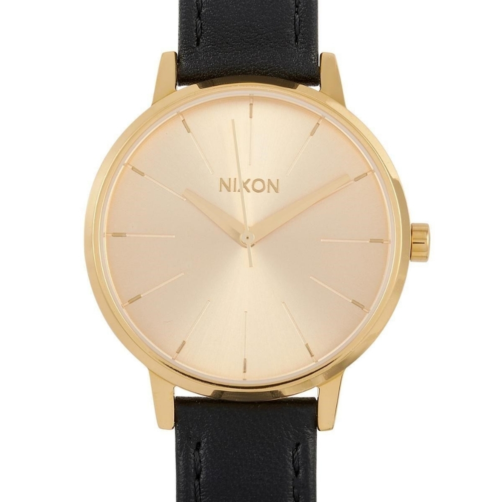 Nixon Kensington Watch 37mm Gold Tone Dial And Case, Leather Strap - New In Box